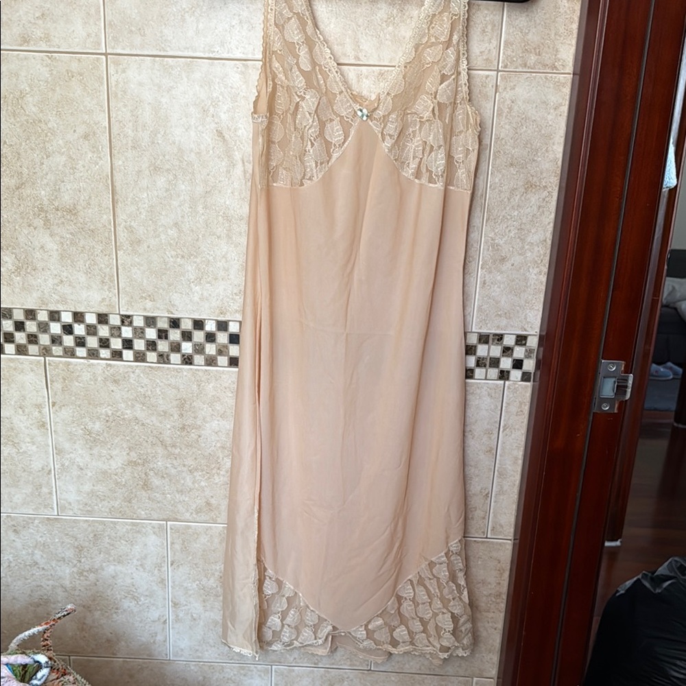 Cream Chemise with Delicate Lace Trim